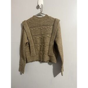 Endless Rose Sweater Size S Beige Oatmeal Crew Neck Chunky Knit Pullover